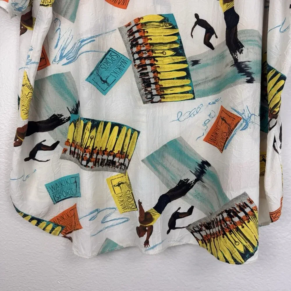 Vintage Jams World Button Down Shirt Waikiki Sports Surfing Hawaiian Beach XL